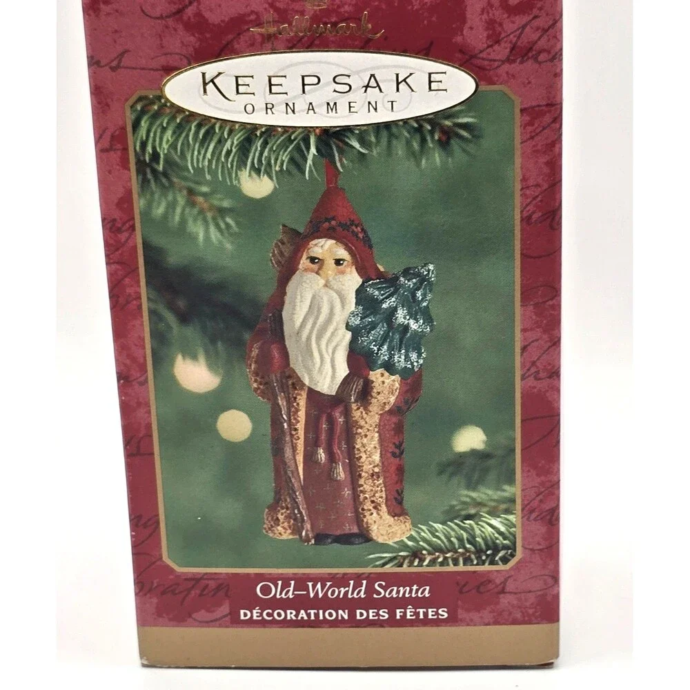 Vintage Hallmark Keepsake Old-World Santa Ornament Chalkware‎ 2001 With Box
